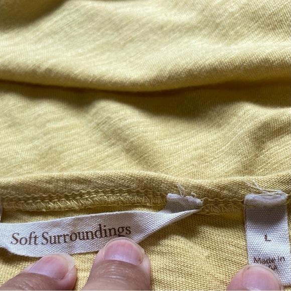 SOFT SURROUNDINGS Henley Loose V Neck Button Tunic Blouse Yellow Womens Large - Picture 11 of 14